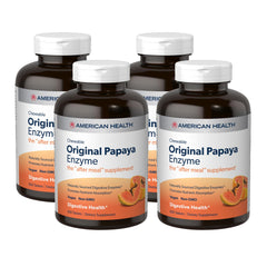 American Health Papaya Enzyme chewables after meals support digestion with plant-based enzymes.