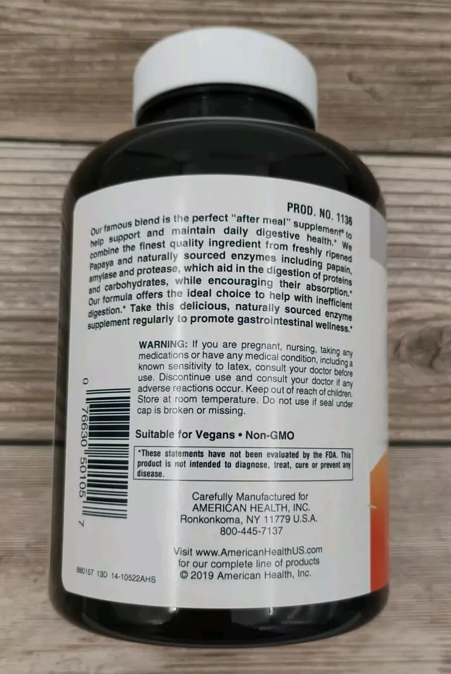 Gluten-free formula papaya enzyme chewables from American Health