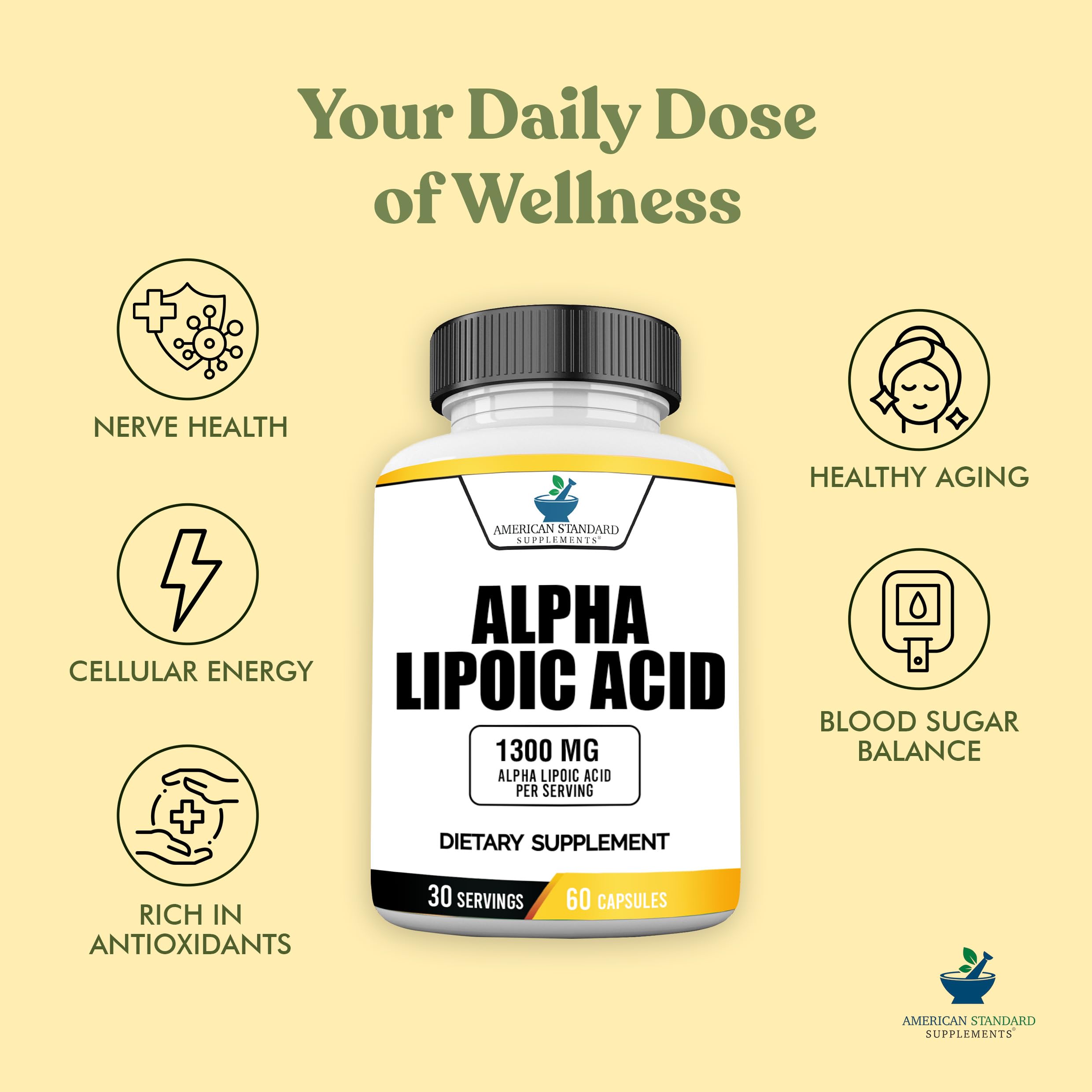 USA made in an FDA-registered facility badge for Alpha Lipoic Acid