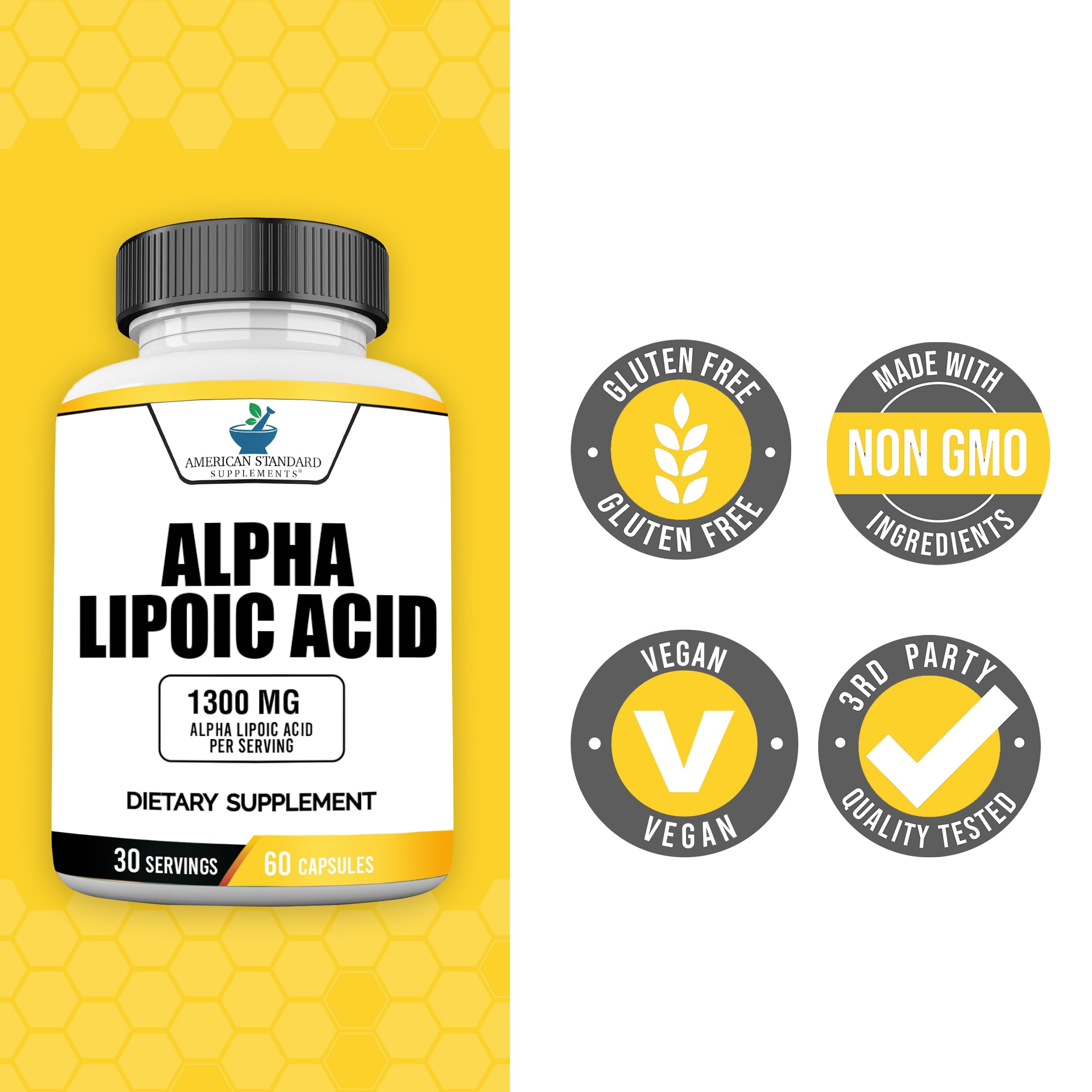 Nutrition facts panel of Alpha Lipoic Acid 1300mg