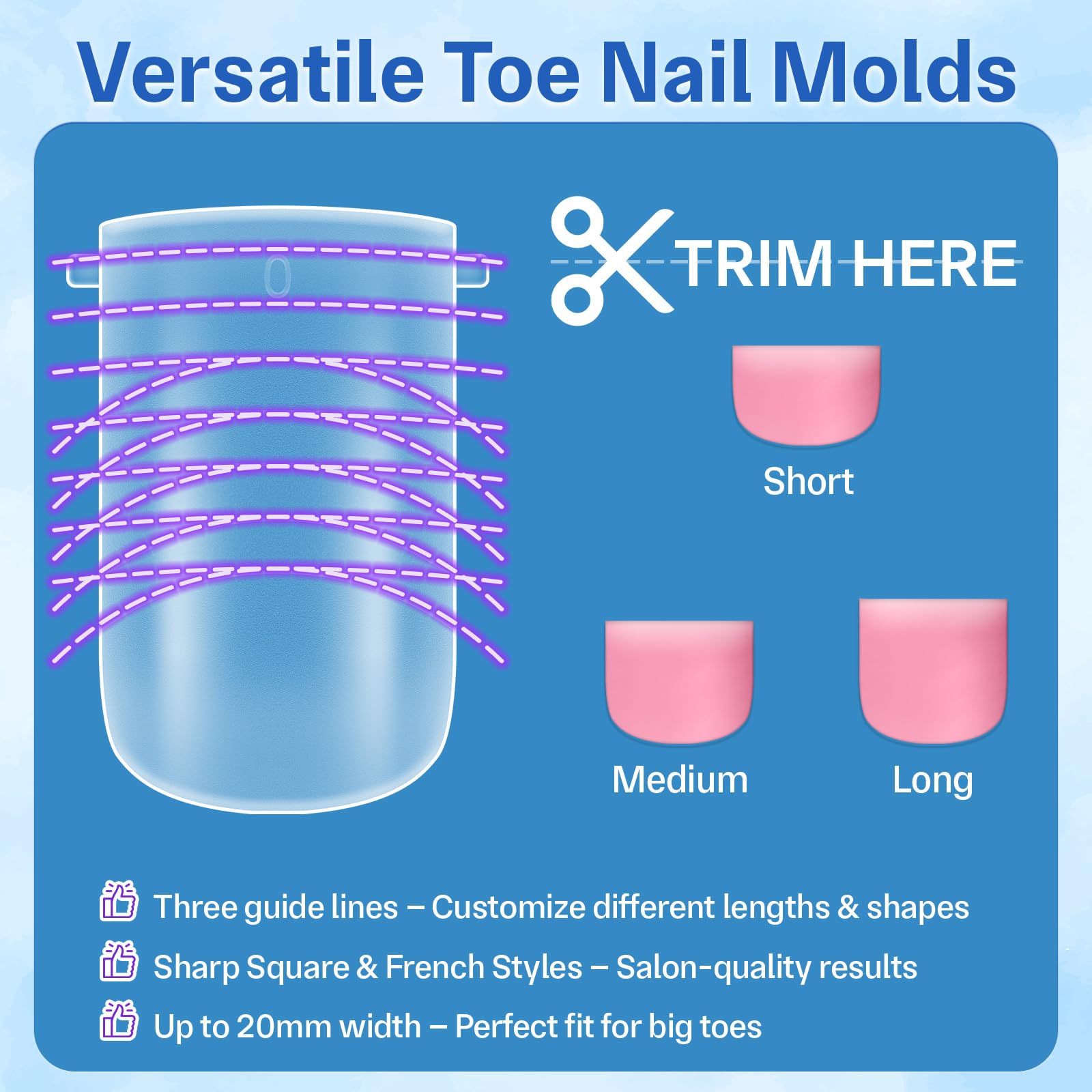 AMilHiTon toe nail forms enabling French tip toe designs with precision.