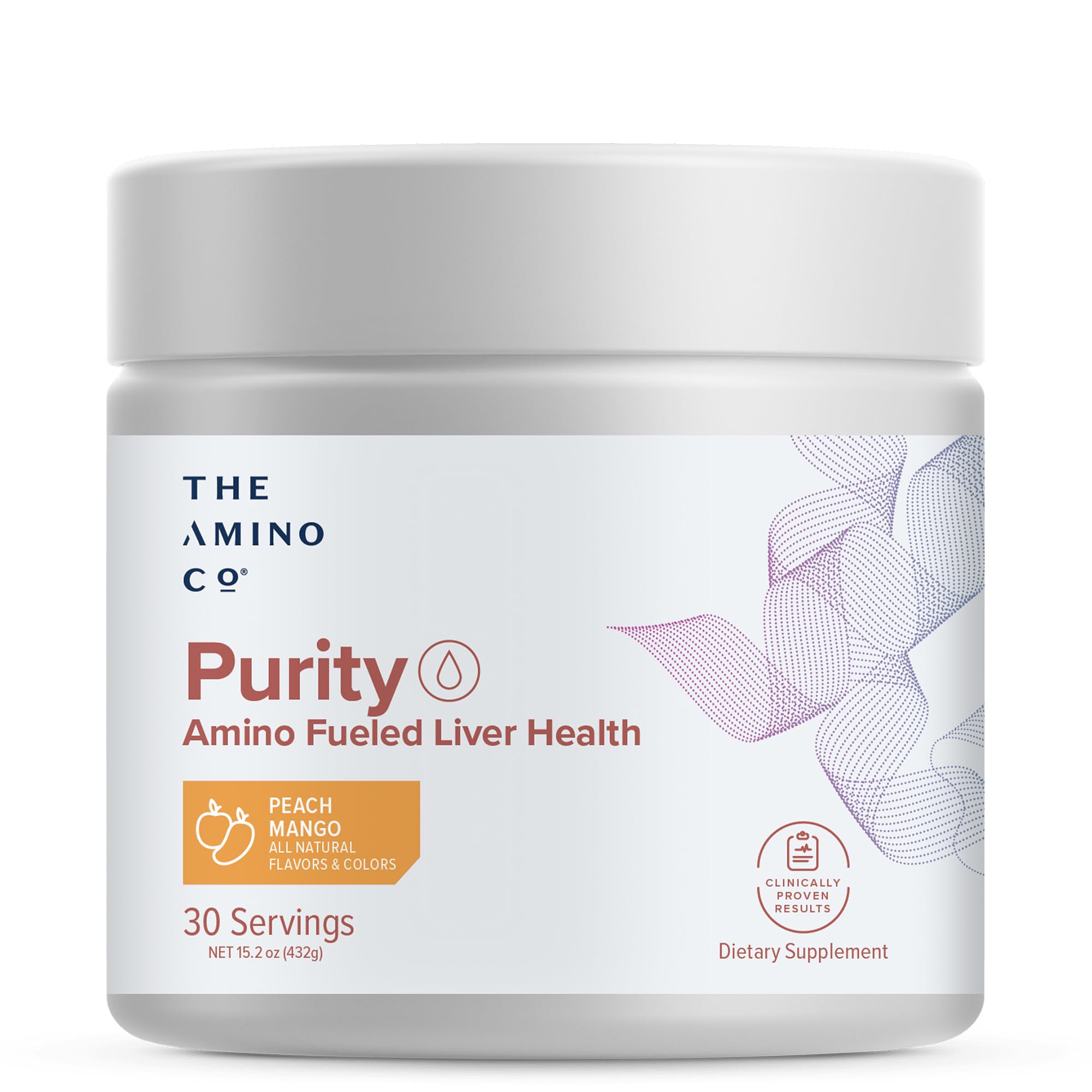 The Amino CO. Purity bottle with peach mango liver support 30 servings