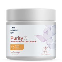 The Amino CO. Purity bottle with peach mango liver support 30 servings