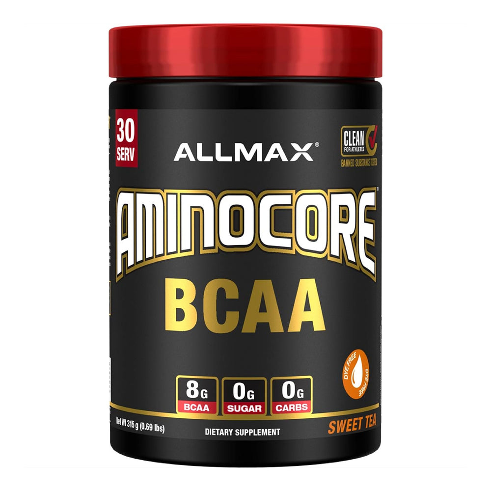 Front view of ALLMAX AMINOCORE BCAA Powder Sweet Tea 315 g