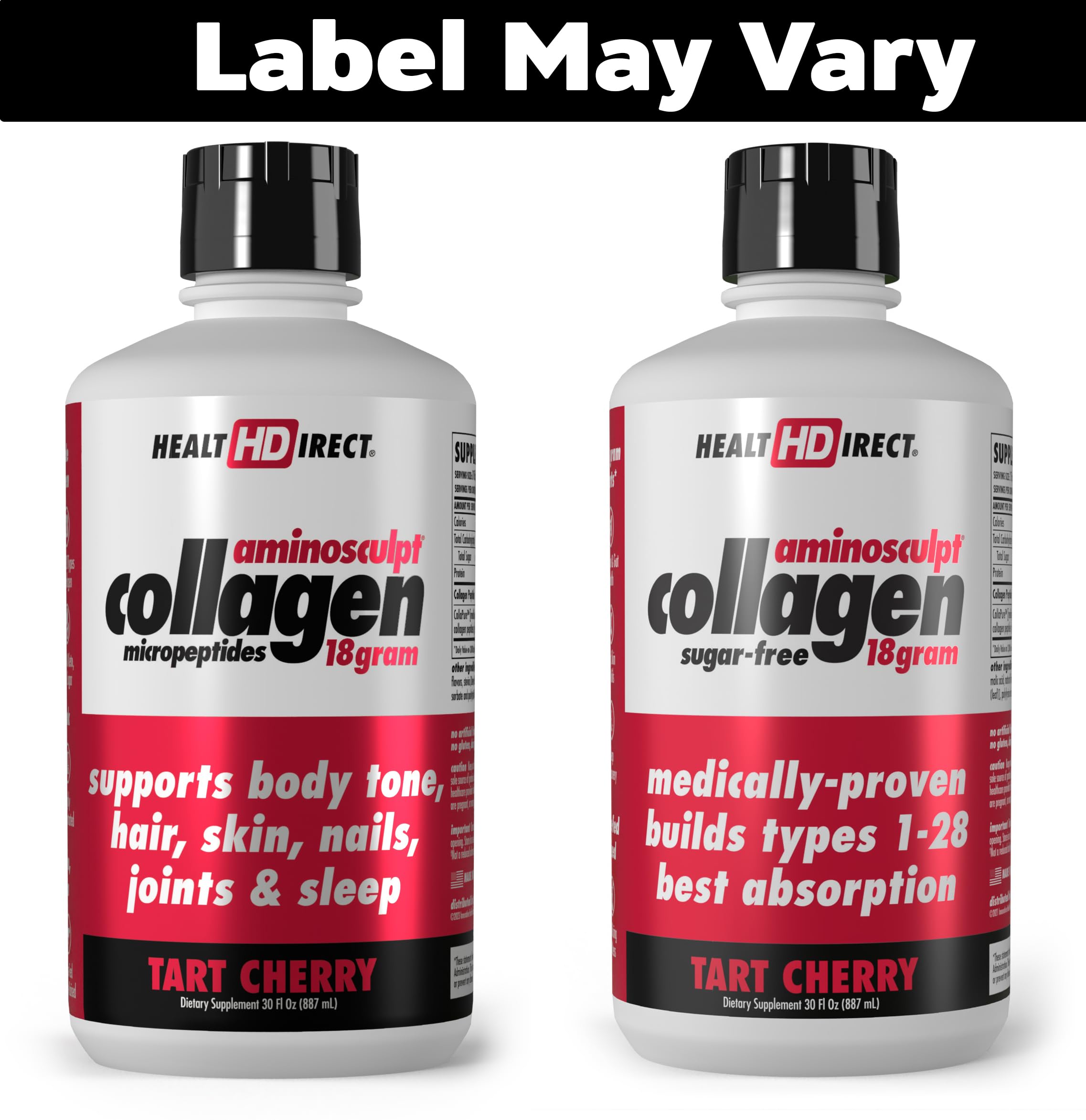 Close-up of AminoSculpt label highlighting sugar-free, grass-fed collagen