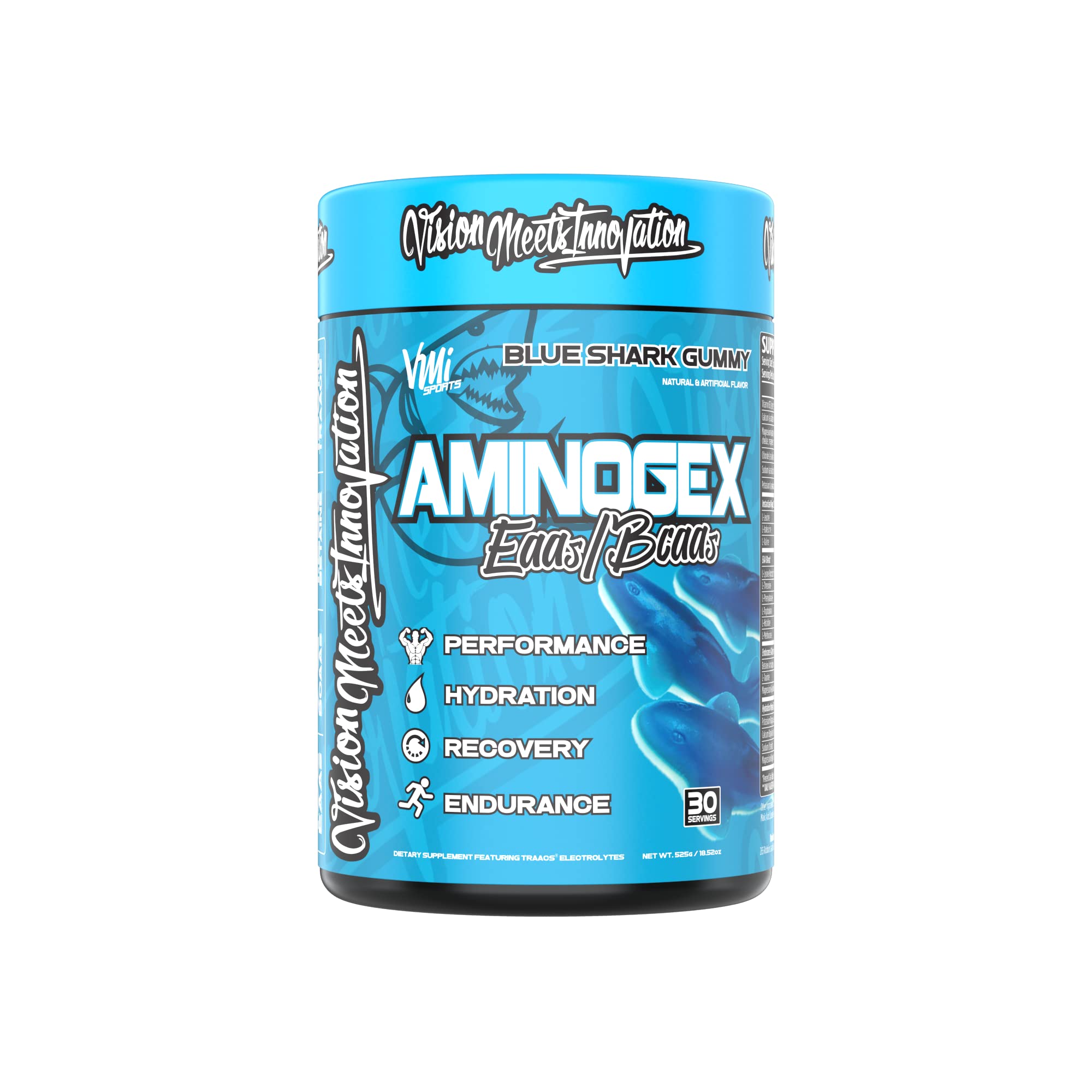 Aminogex Ultra bottle packshot showing Blue Shark Gummy flavor