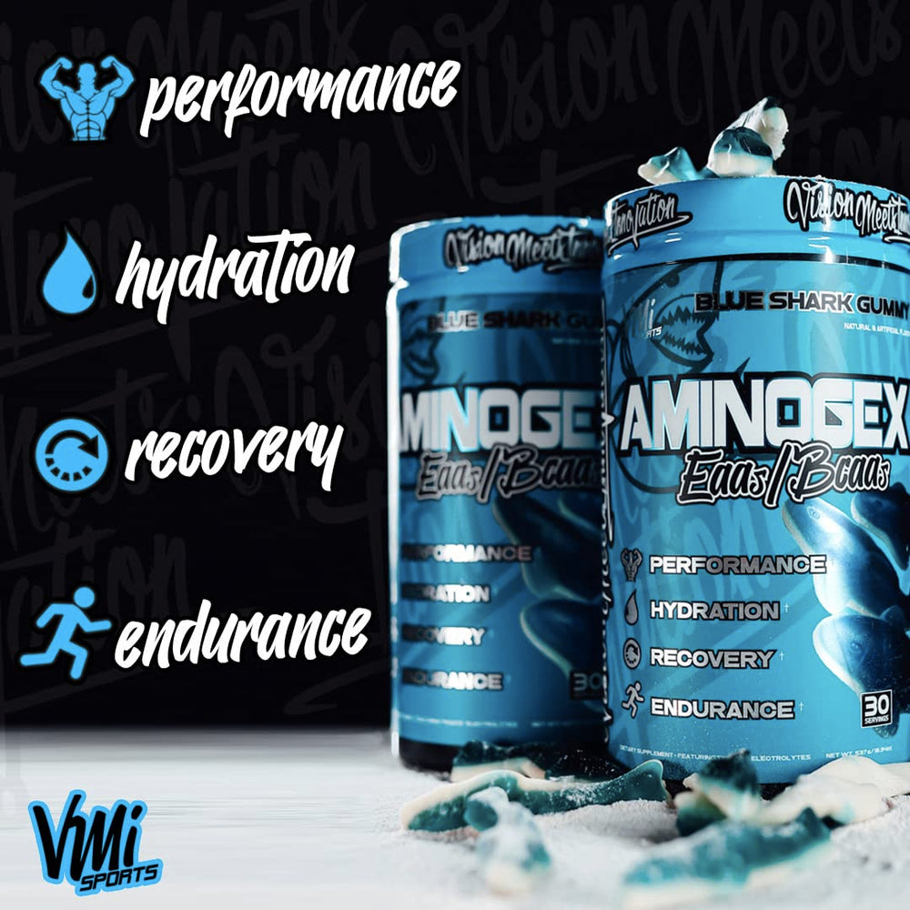 Close-up of Aminogex Ultra ingredients: BCAAs, Glutamine, Betaine