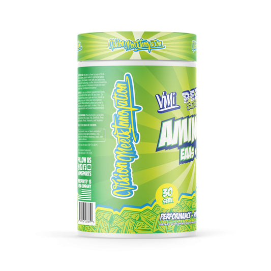 Aminogex Ultra with scoop and electrolytes close-up