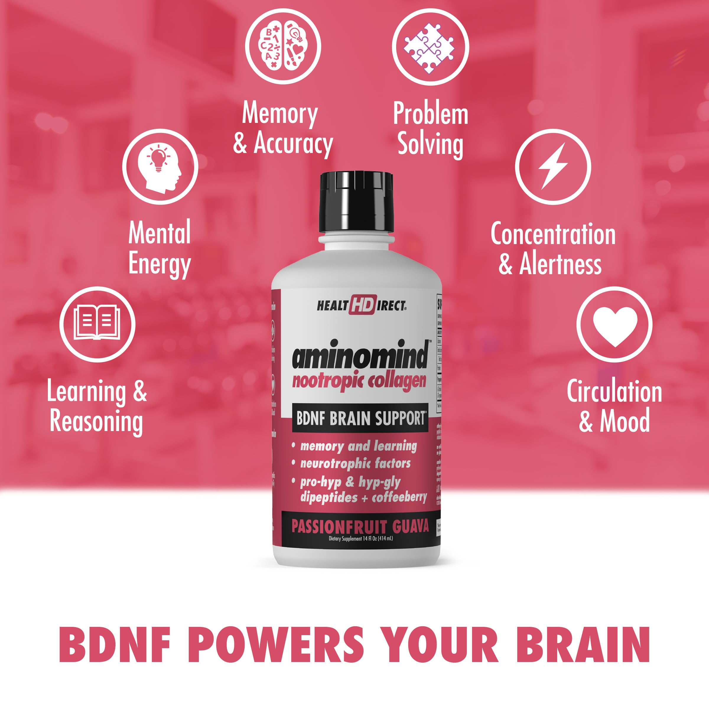 Allergen-free, Non-GMO, gluten-free and sugar-free label of AminoMind