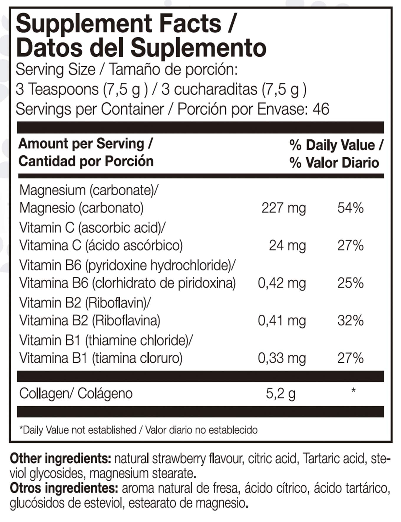 AML Sport Collagen powder package in Strawberry flavor – 350g, back label visible.