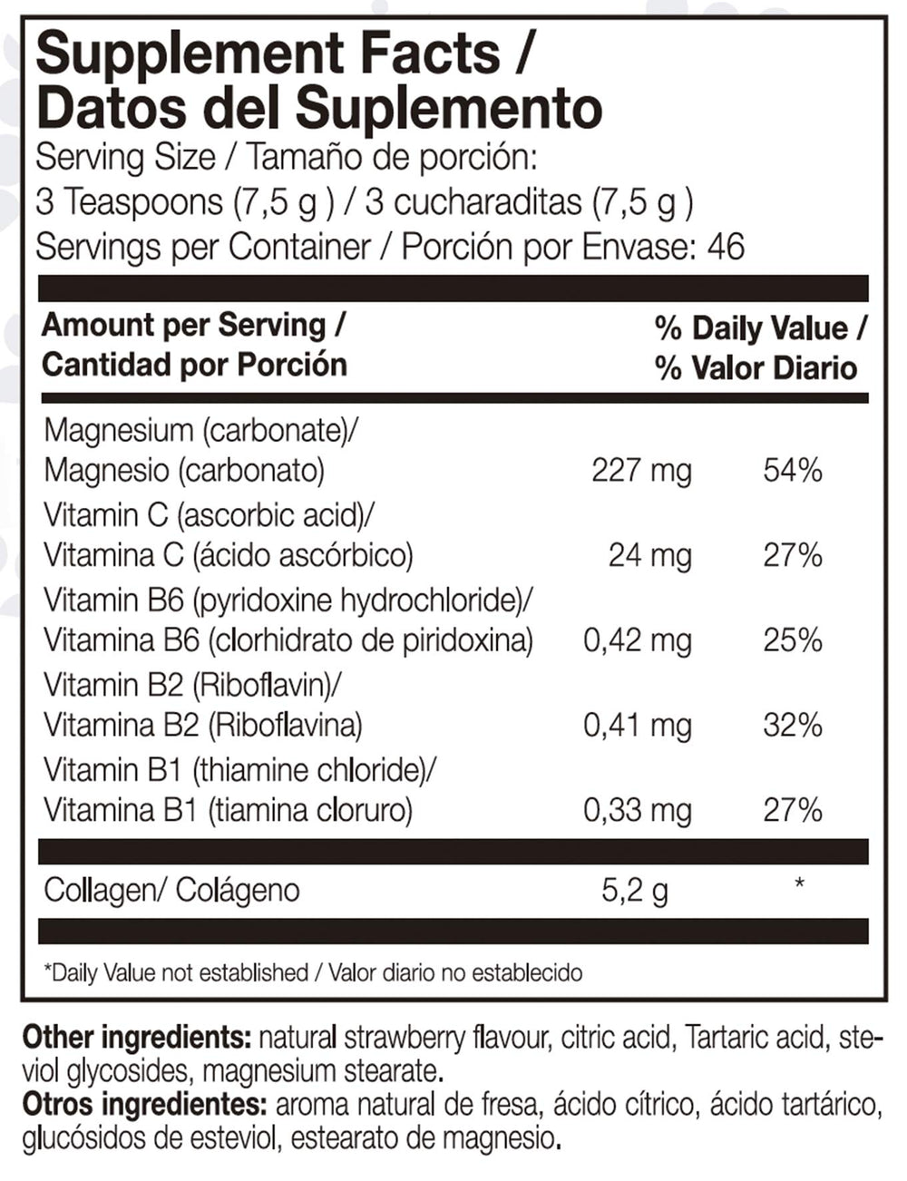 AML Sport Collagen powder package in Strawberry flavor – 350g, back label visible.