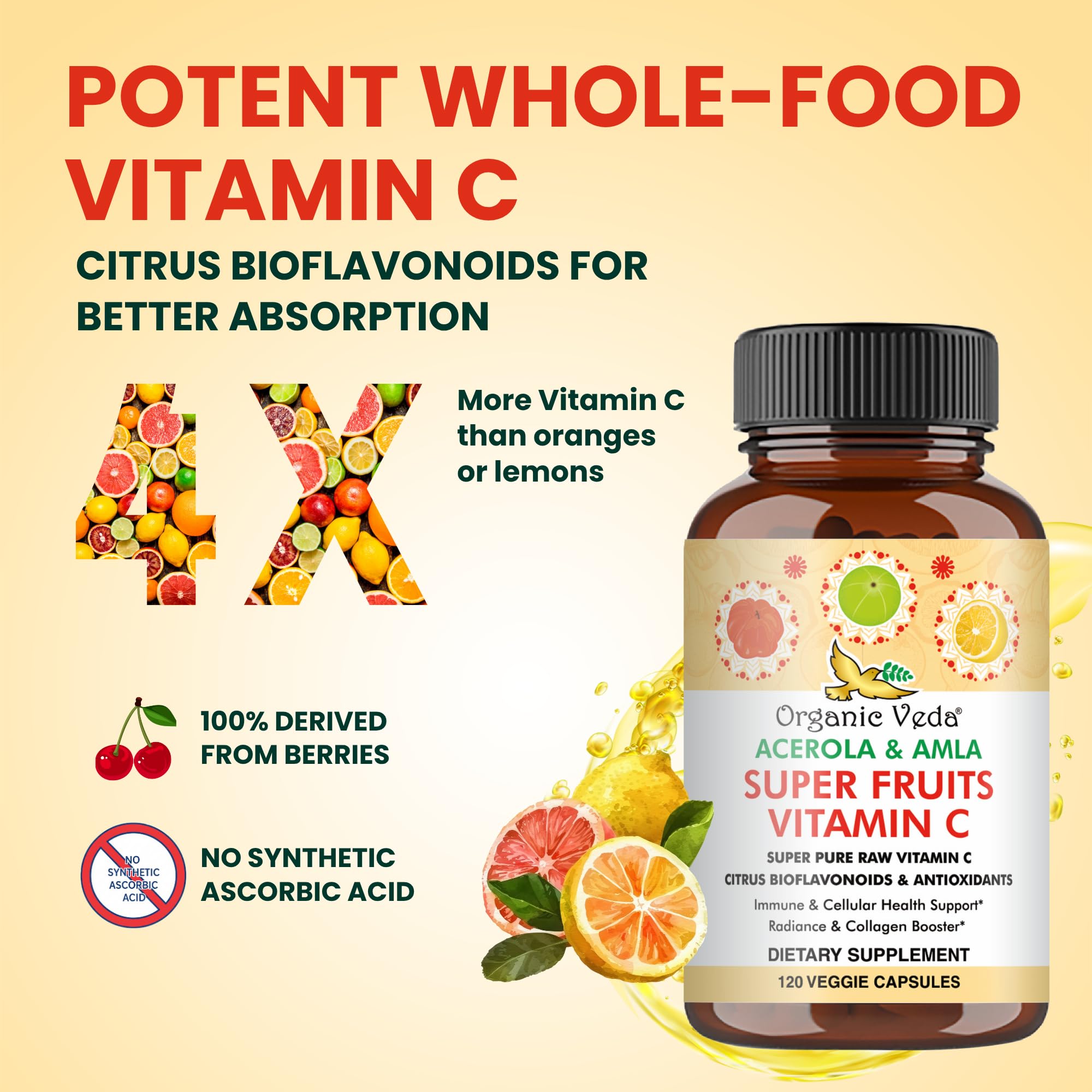 Amla berries and ingredients for vegan vitamin C