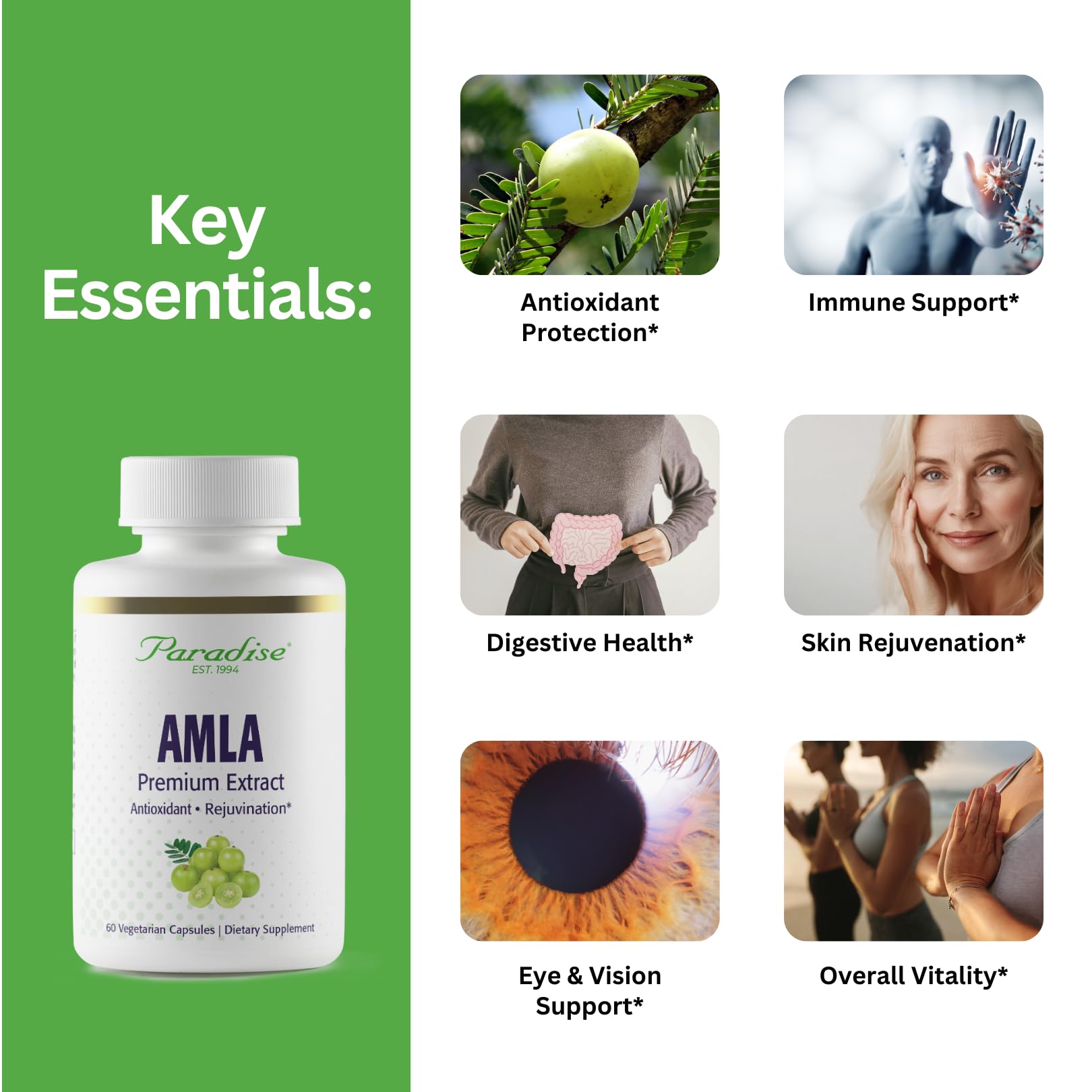 Illustration of Amla fruit extract delivering 250 mg per capsule