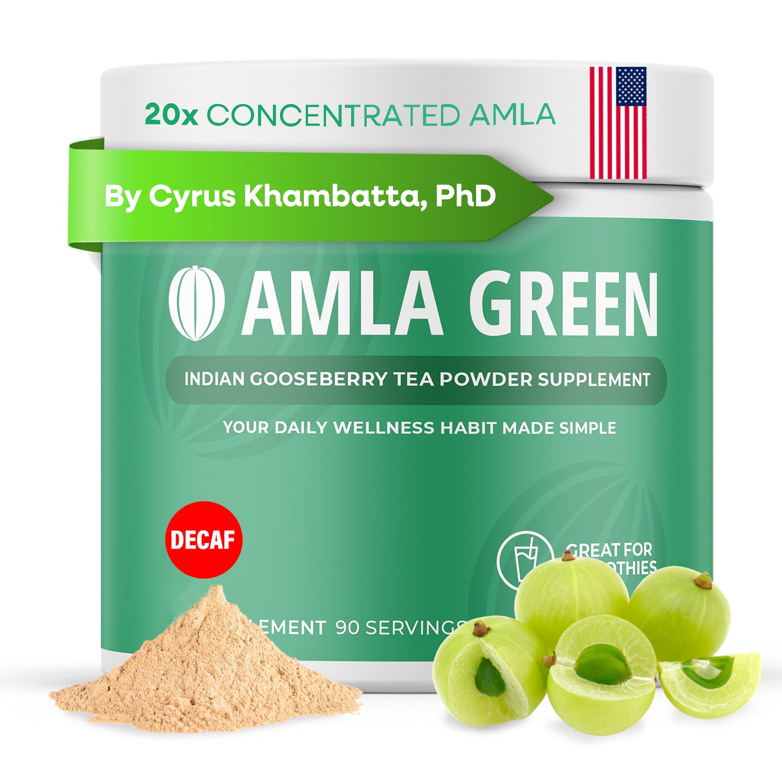 Amla Green 20x concentrated amla powder pour showing smooth texture for daily antioxidative support