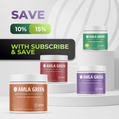 Amla Green heavy-metals testing label demonstrates safety-focused quality checks.