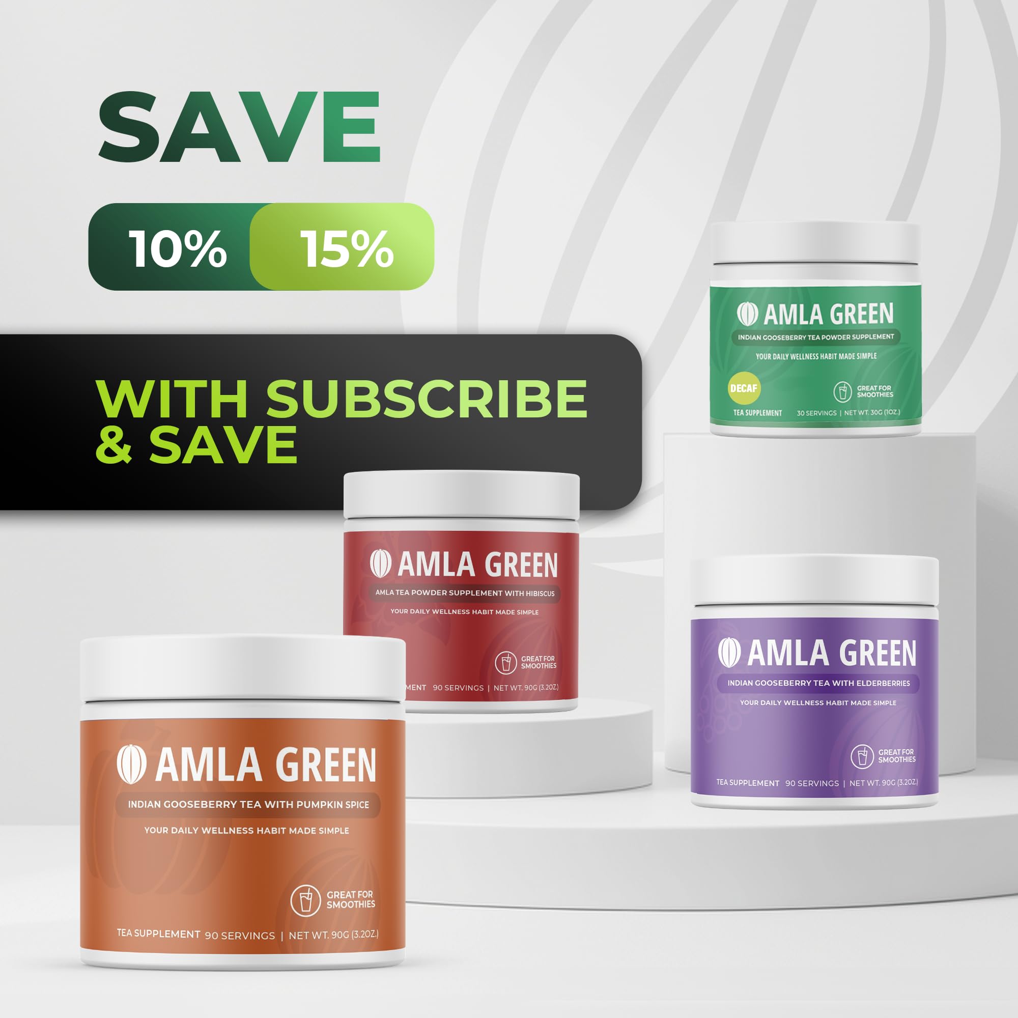 Amla Green tea scoop with measurement for easy daily use