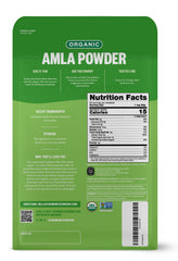 Back of FGO Organic Amla Powder 16oz package