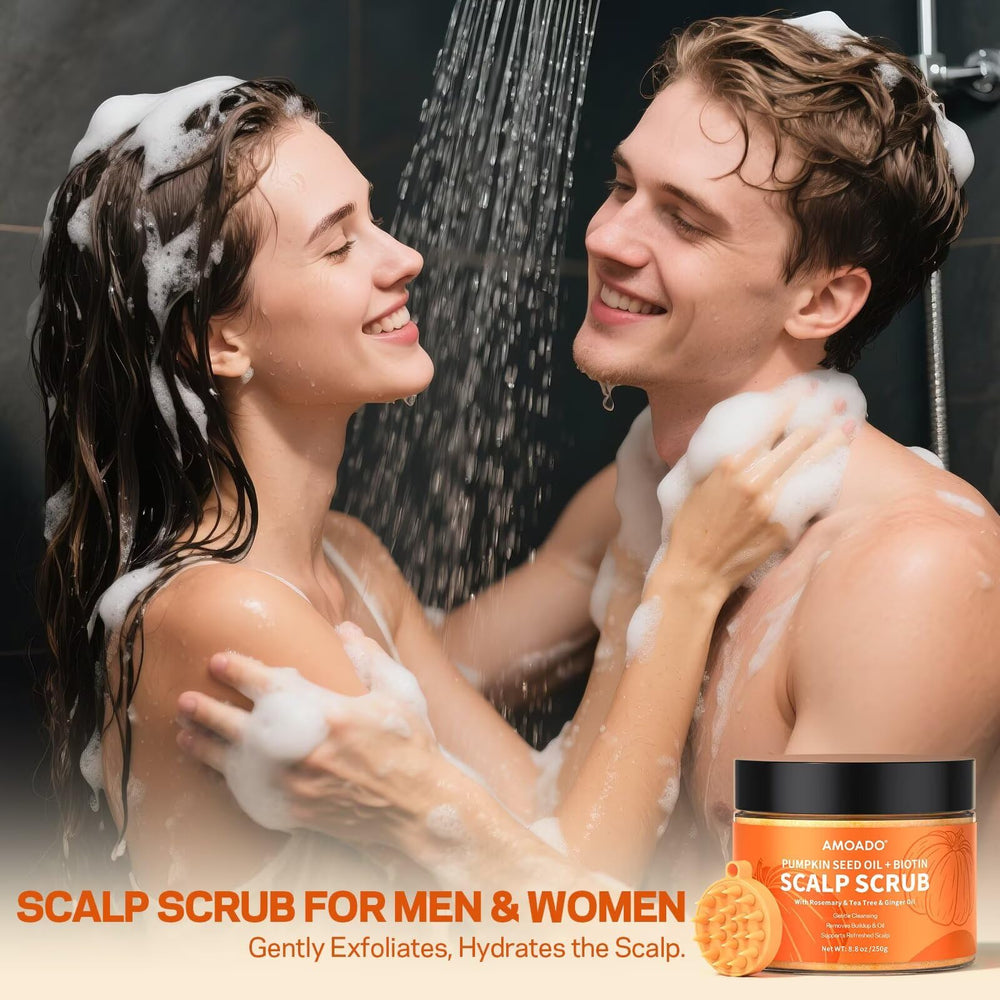 AMOADO Scalp Scrub nourishes with coconut oil for hydration.