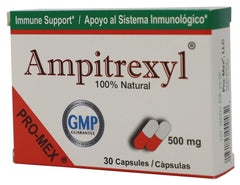 Ampitrexyl 500mg capsules bottle – back label with supplement facts