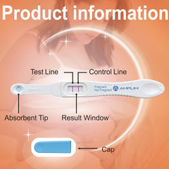 Bulk 10-pack packaging of Amplim pregnancy tests