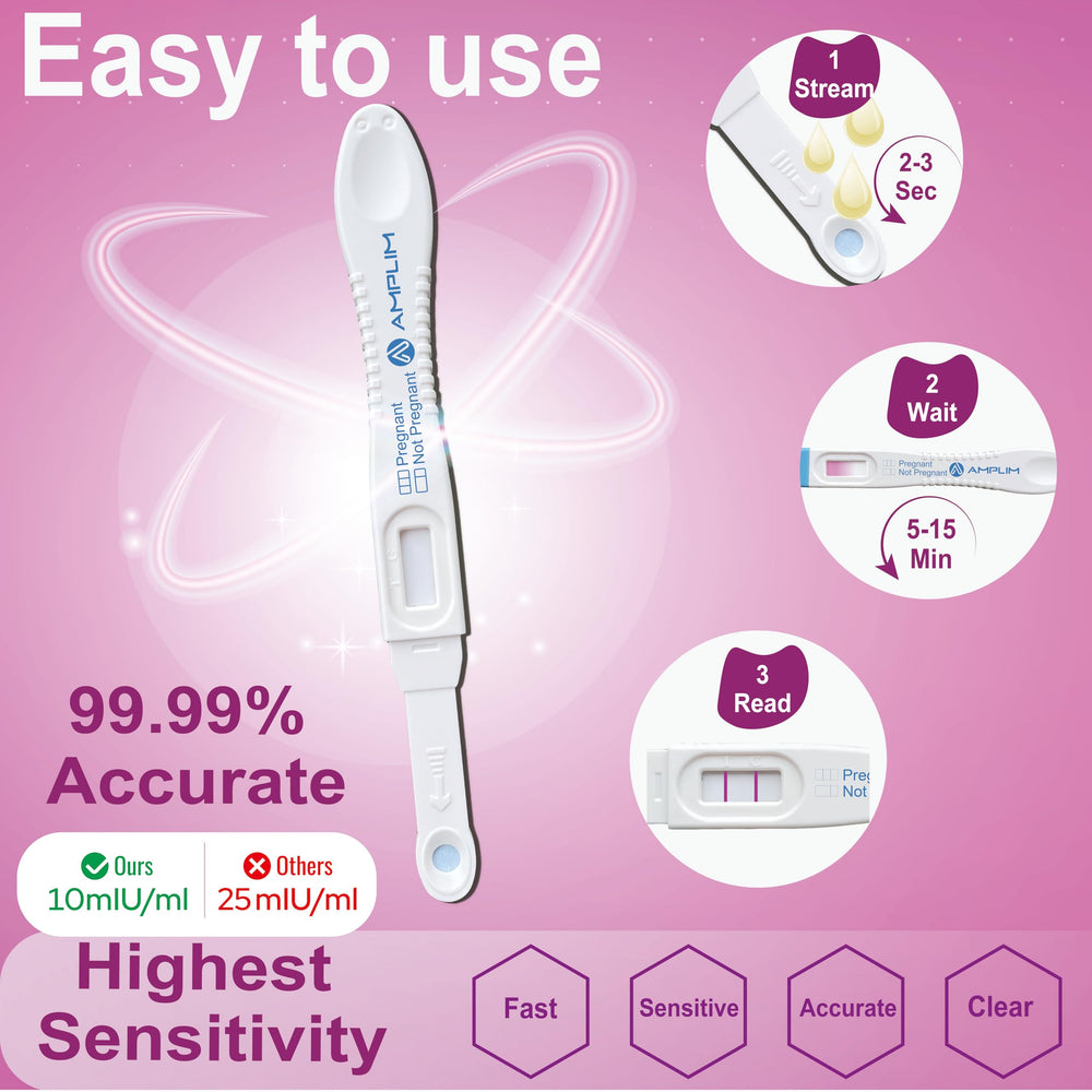 FDA-cleared Amplim home pregnancy test box