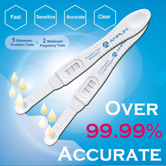 Close-up of HCG pregnancy tests and LH ovulation sticks