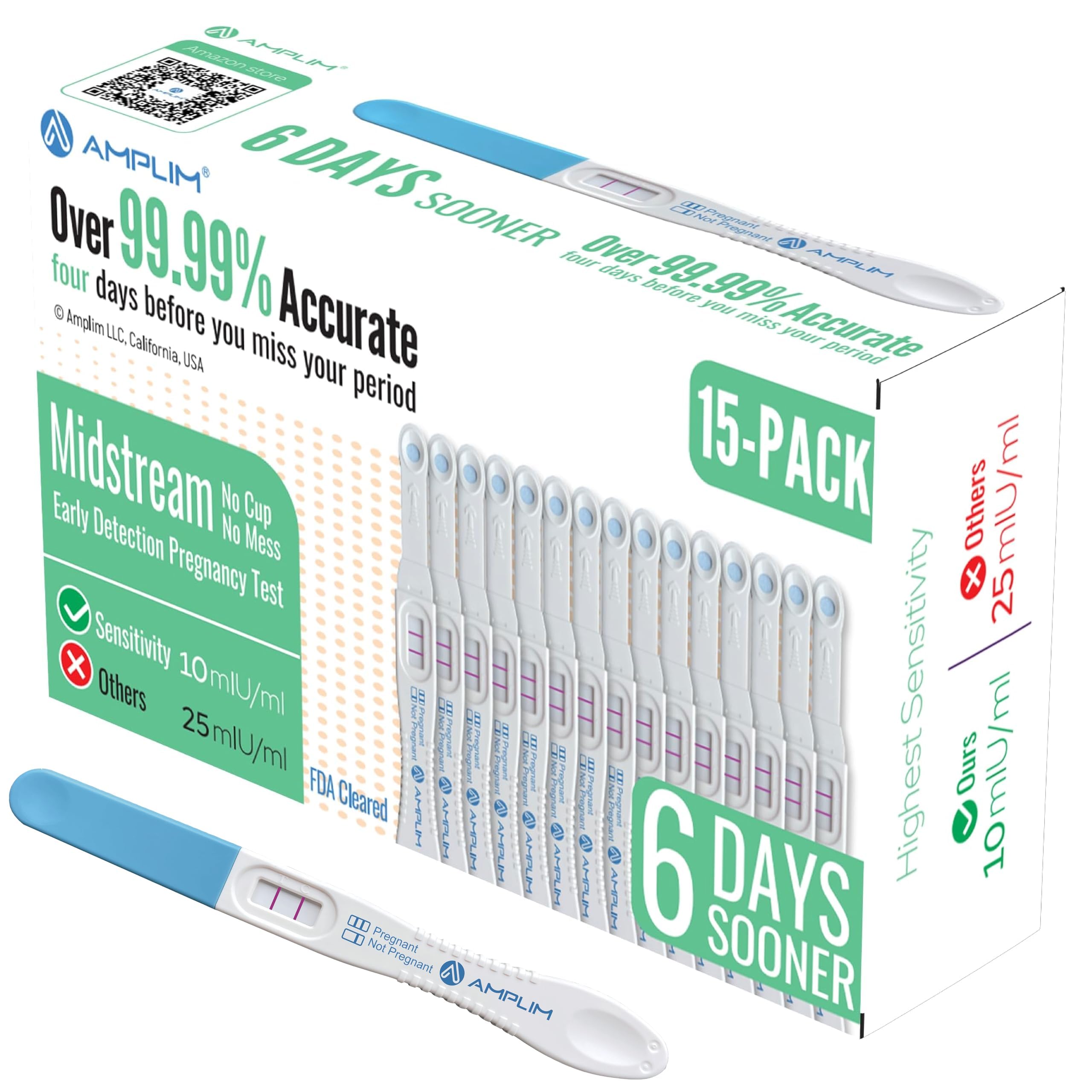 Amplim early detection pregnancy test – midstream usage, front view