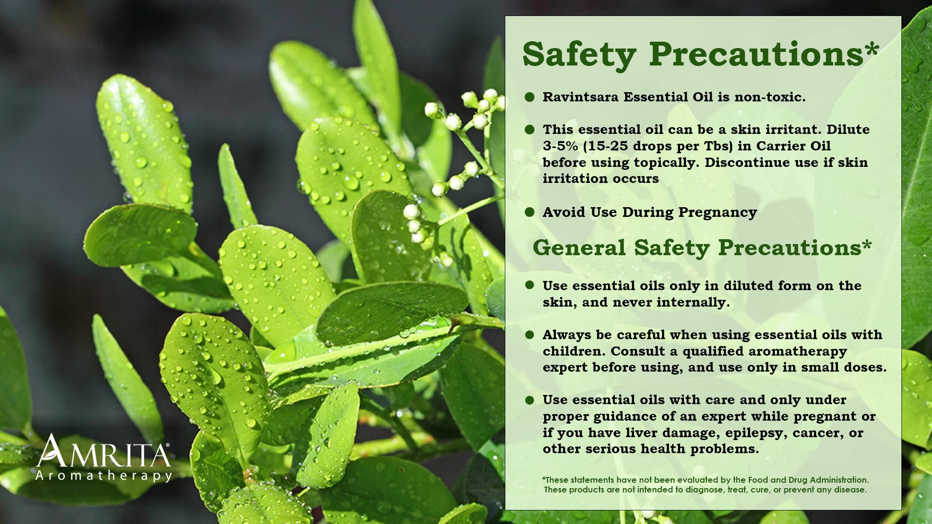 USDA Organic Ravintsara essential oil seal and ingredients
