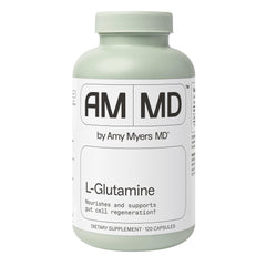 Front label of Amy Myers MD L-Glutamine Capsules bottle