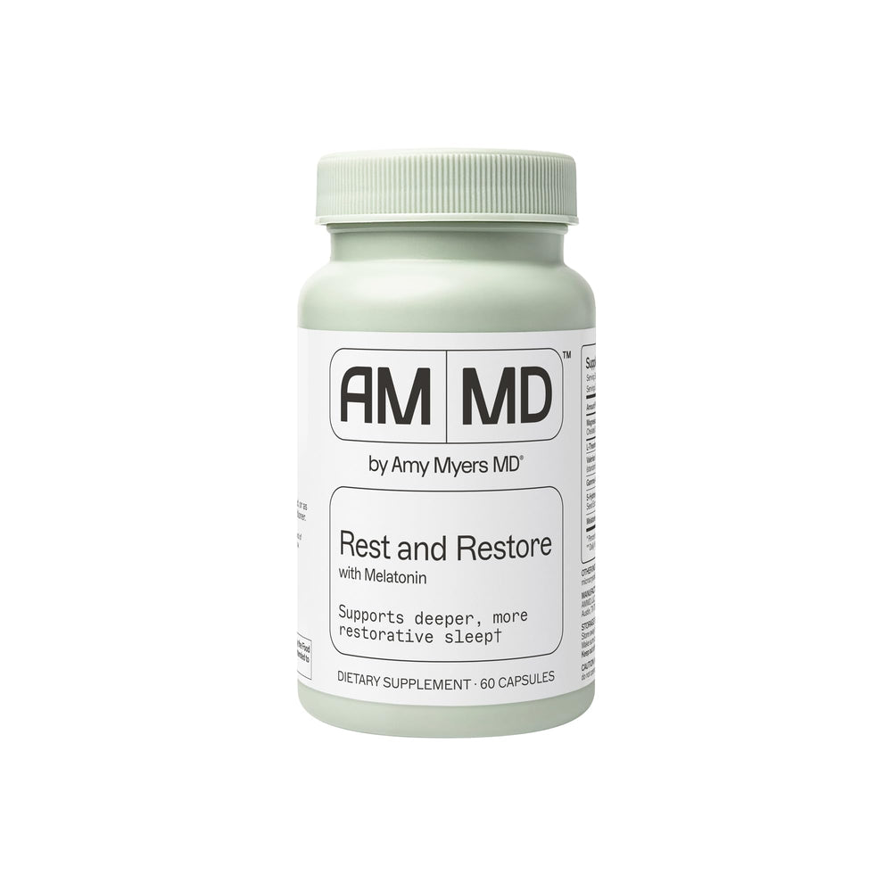 Amy Myers MD Rest & Restore with Melatonin bottle on white background