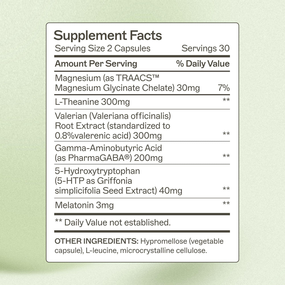 Close-up of Rest & Restore bottle showing label and capsules