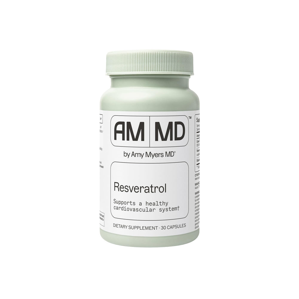 Amy Myers MD Resveratrol supplement bottle, front view