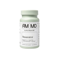 Amy Myers MD Resveratrol supplement bottle, front view