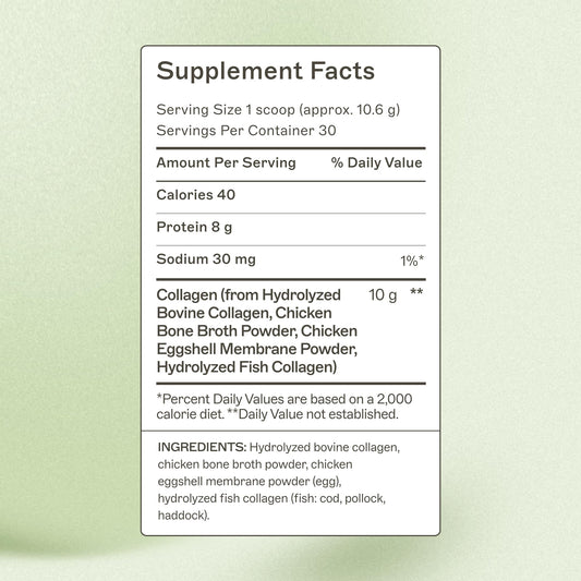 Scoop of Spectrum 5 Collagen Peptides Powder being added to a beverage