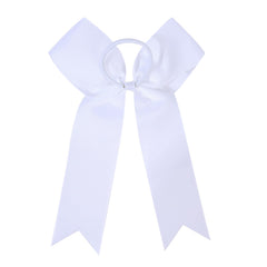 Bows securely attached to durable ties for reliable performance on hair.