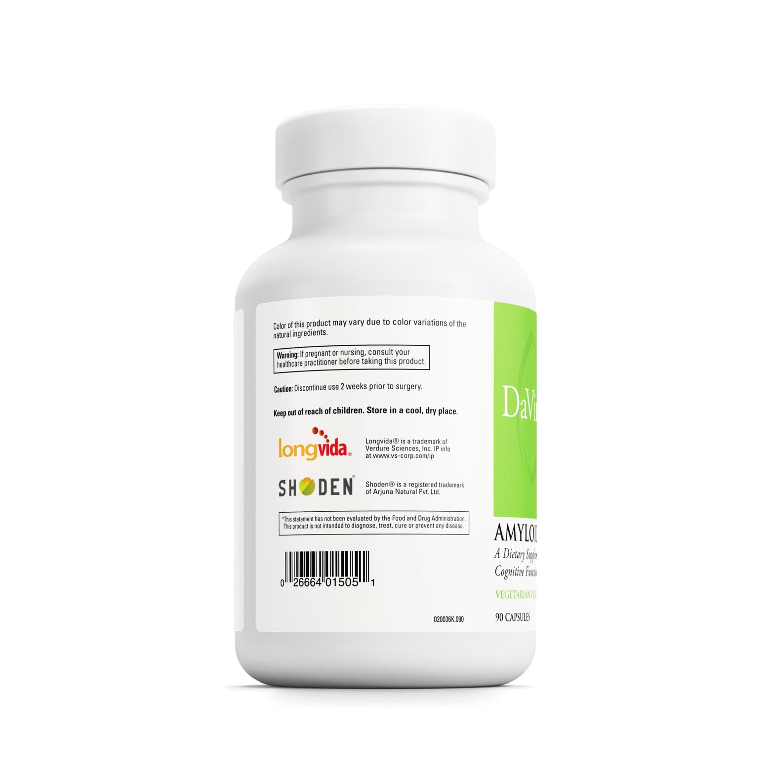 Box and bottle of DAVINCI Labs Amyloid Complete against a white backdrop