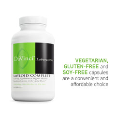 Label highlighting gluten-free and vegetarian capsules for Amyloid Complete