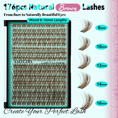 AMZGIRL LASH brown clusters closeup ultra-soft fibers for all-day comfort.
