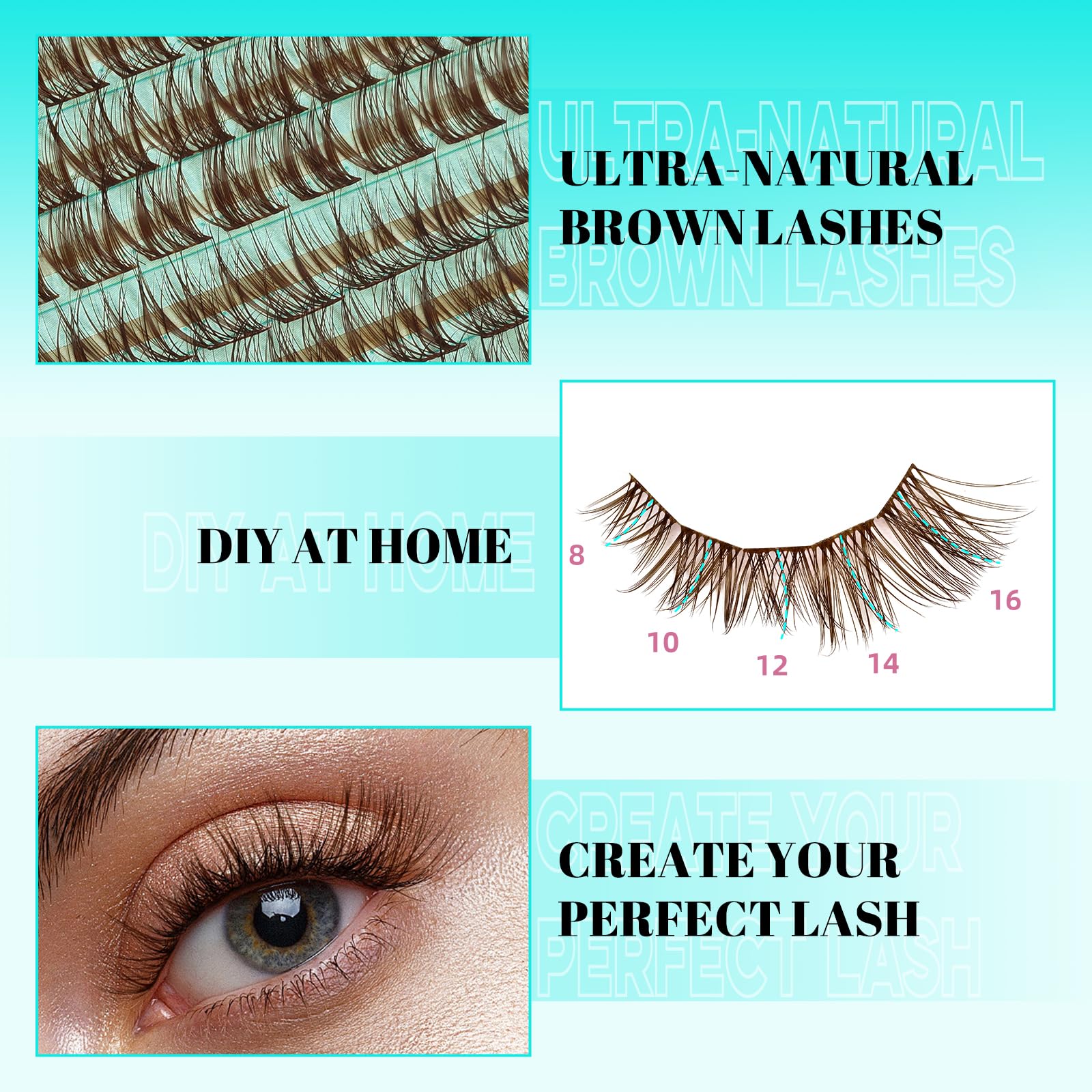 AMZGIRL LASH brown clusters easy-application supports at-home DIY lash extensions.