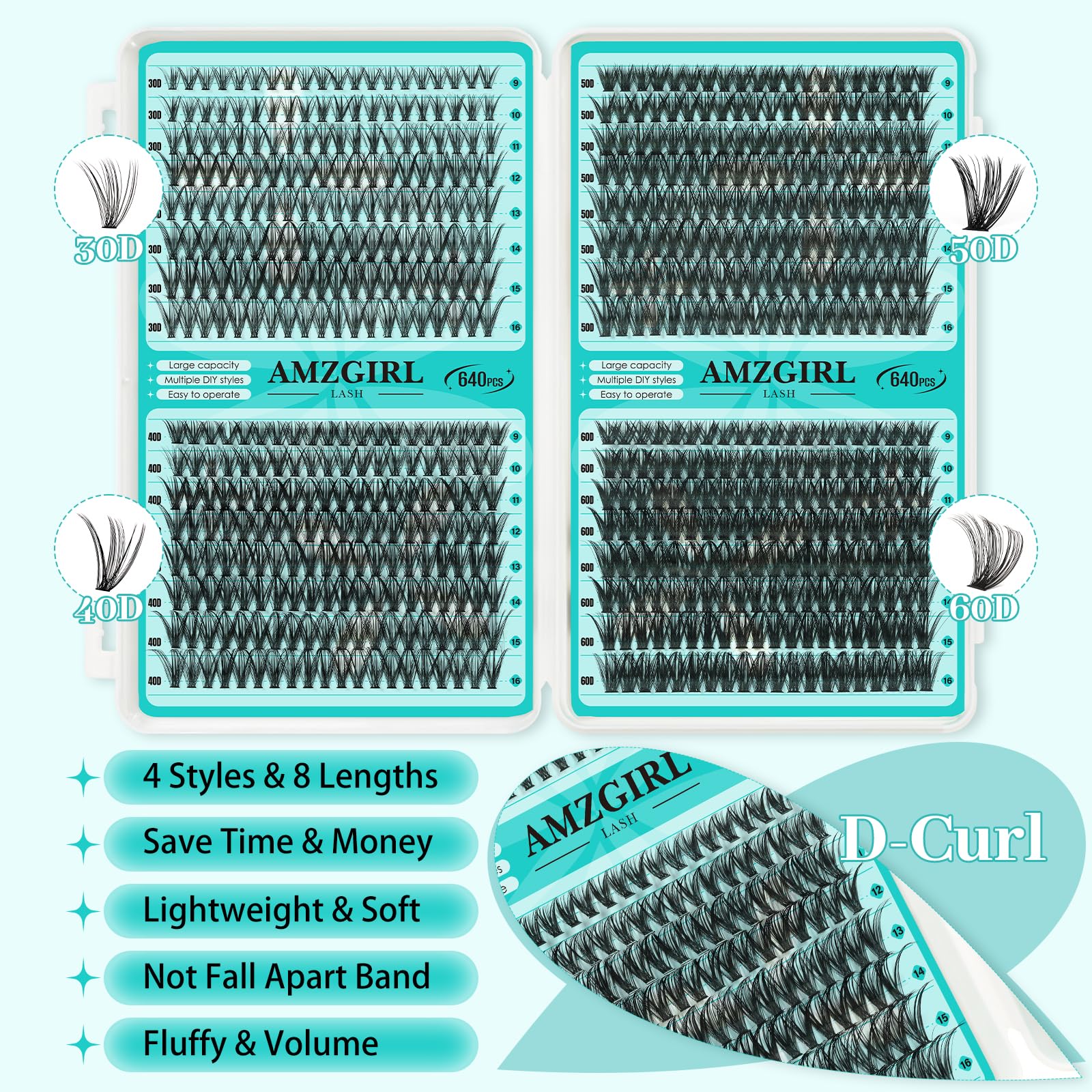 AMZGIRL LASH four-style clusters for versatile length options