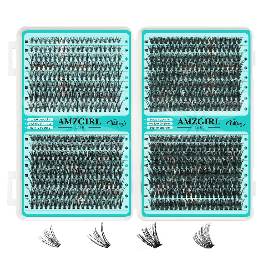 AMZGIRL LASH clusters tray with 640pcs for quick at-home looks