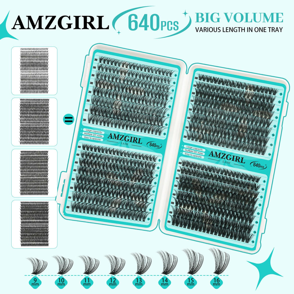 AMZGIRL LASH D-Mix9-16mm clusters for natural to dramatic styles