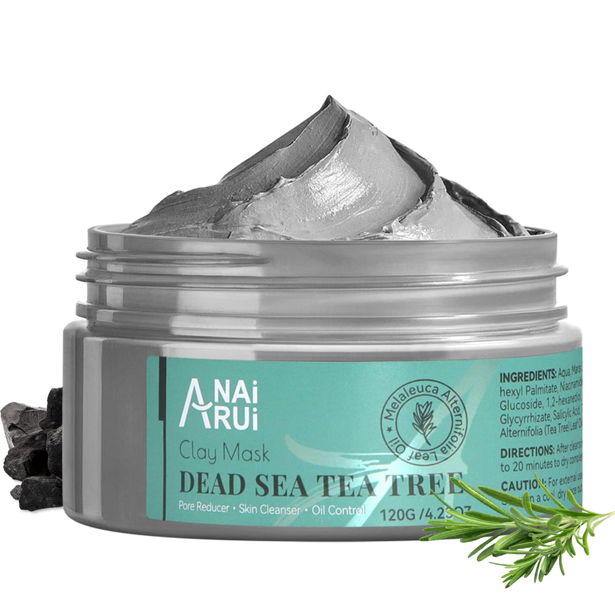 ANAI RUI Dead Sea Mud Mask bottle with tea tree oil for clear pores.