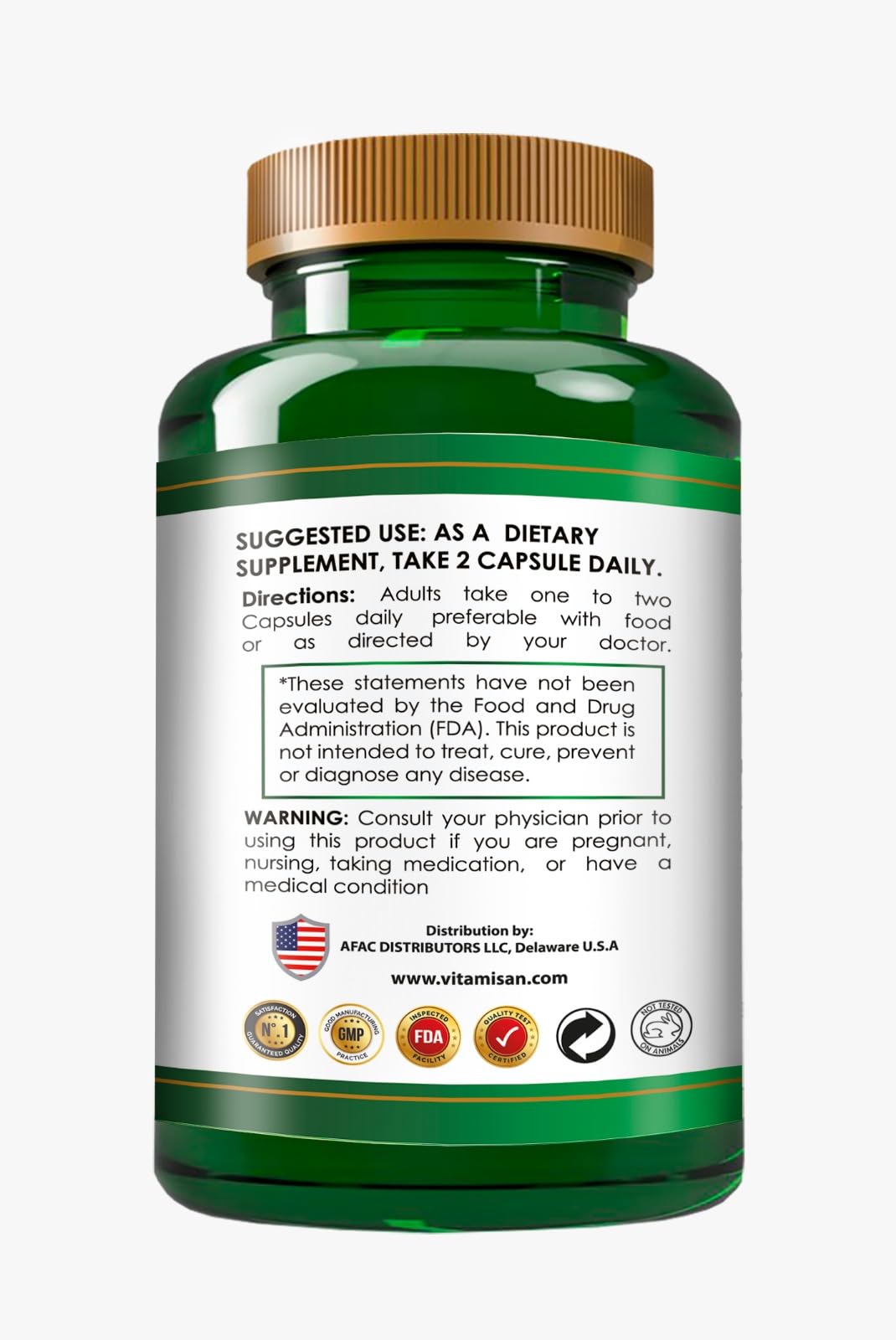 Natural Anamu capsules in a bottle