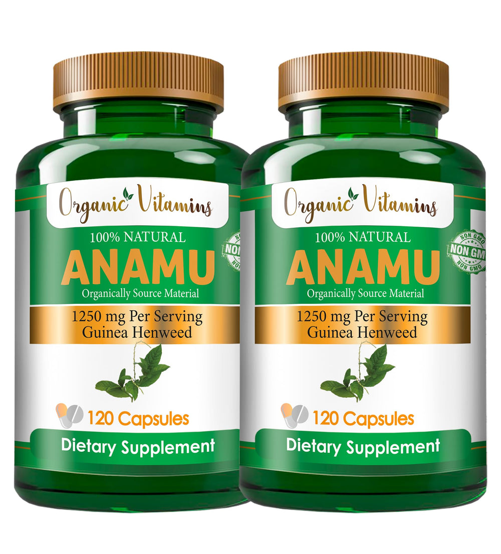 Front view of Vitamisan Organic Anamu 1250mg bottle with 240 capsules