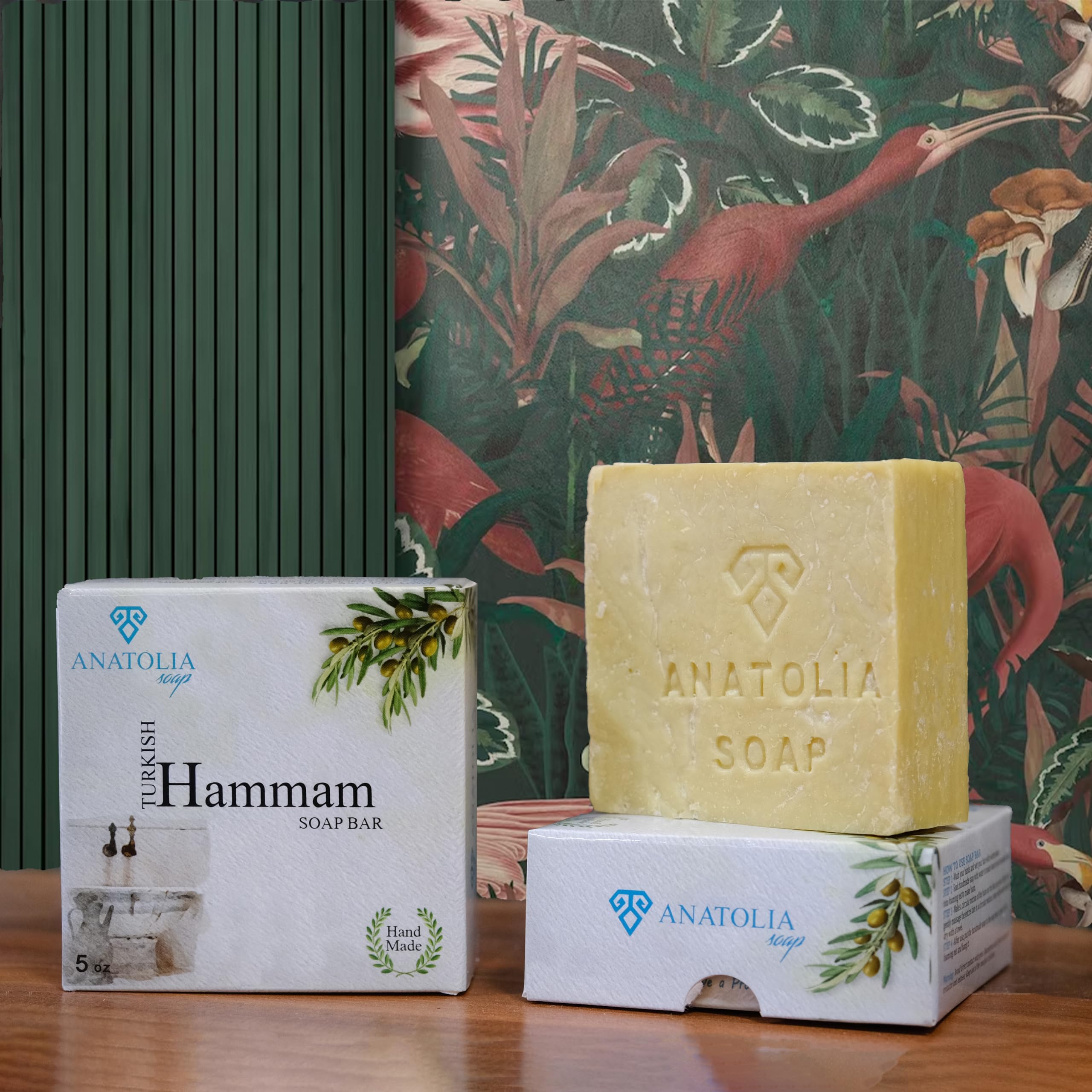 Anatolia Soap plant-based oils highlight natural ingredients for body cleansing.