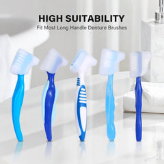 Fits most long-handle denture brushes with flexible silicone