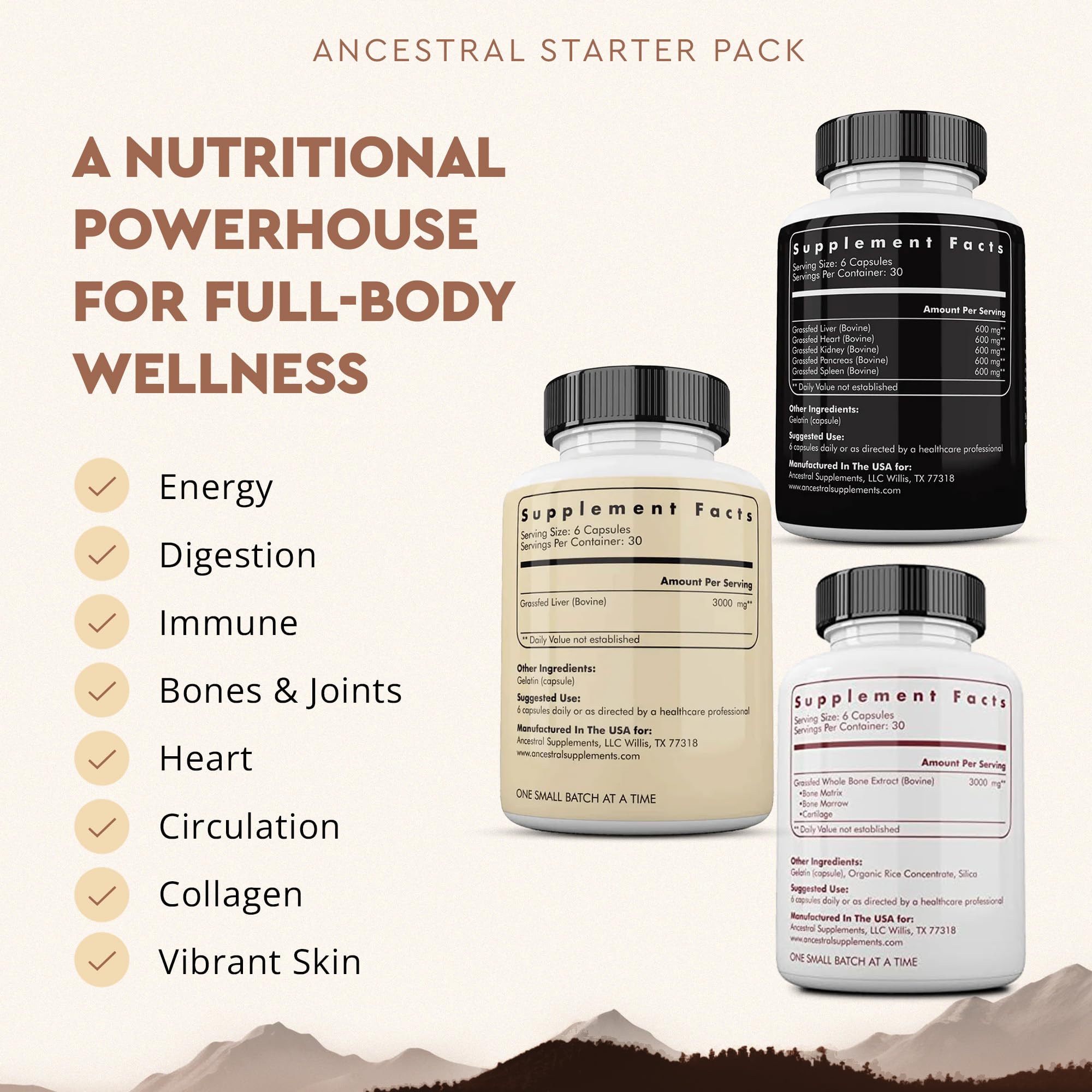 Beef liver supplement capsules close-up