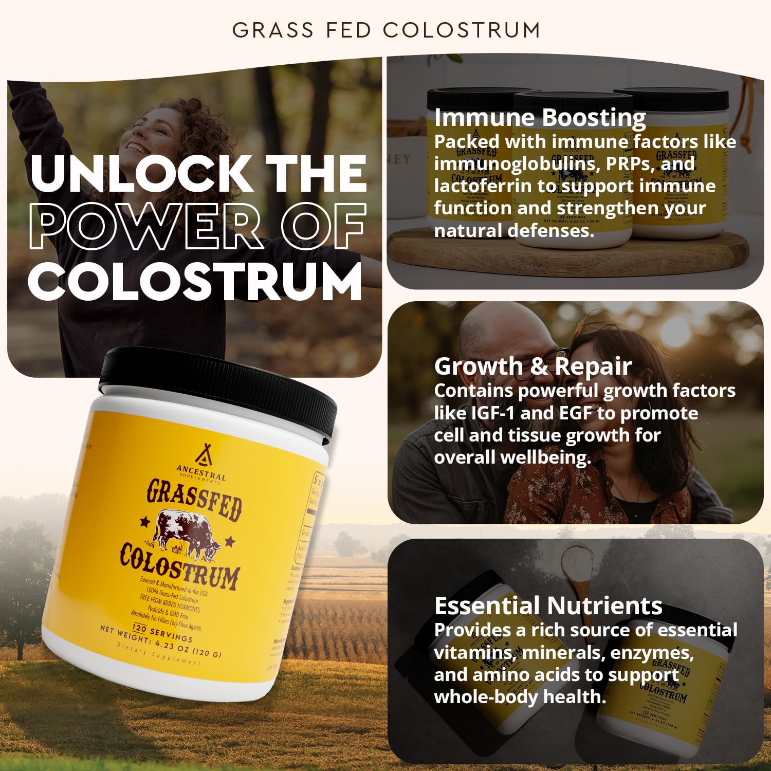 Immunoglobulins and immune factors in colostrum (IgG) illustration