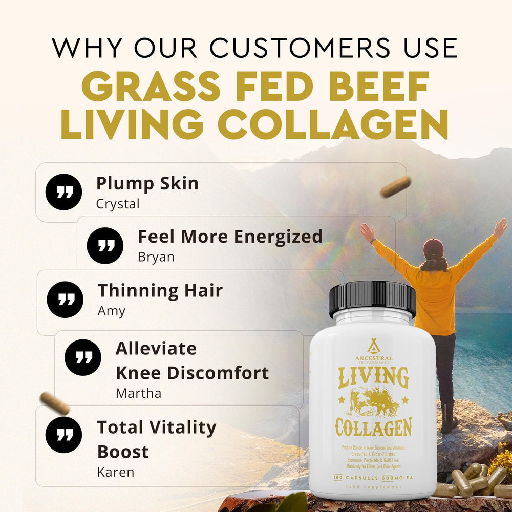 Front of Ancestral Supplements Living Collagen bottle packaging